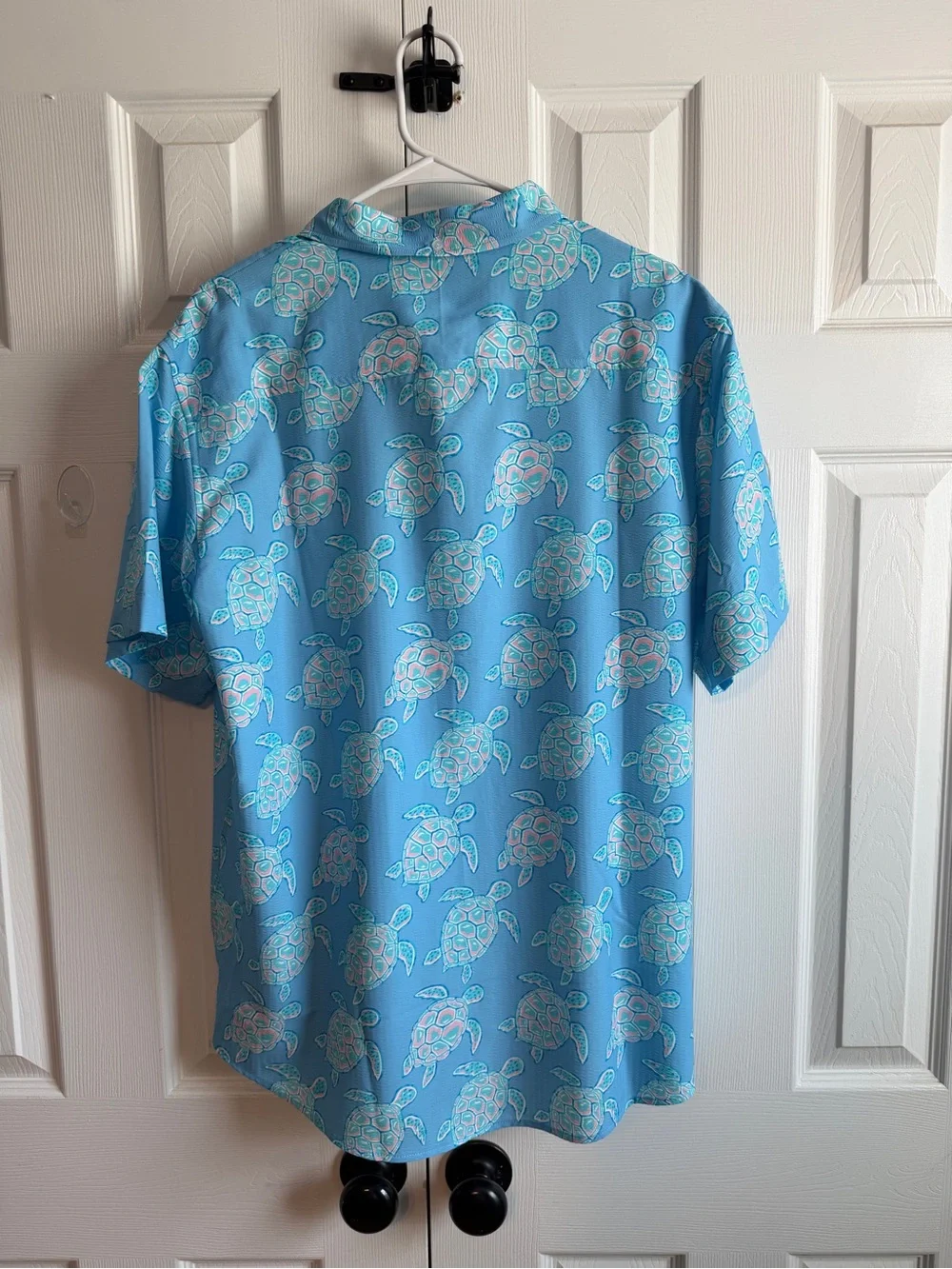 Simply Southern Blue Short-Sleeve Turtle Print Button-Down Shirt